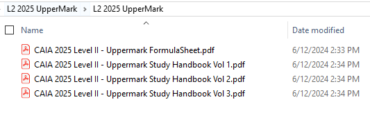 CAIA 2025 UpperMark Level 2 Study Handbook and Formula Sheet